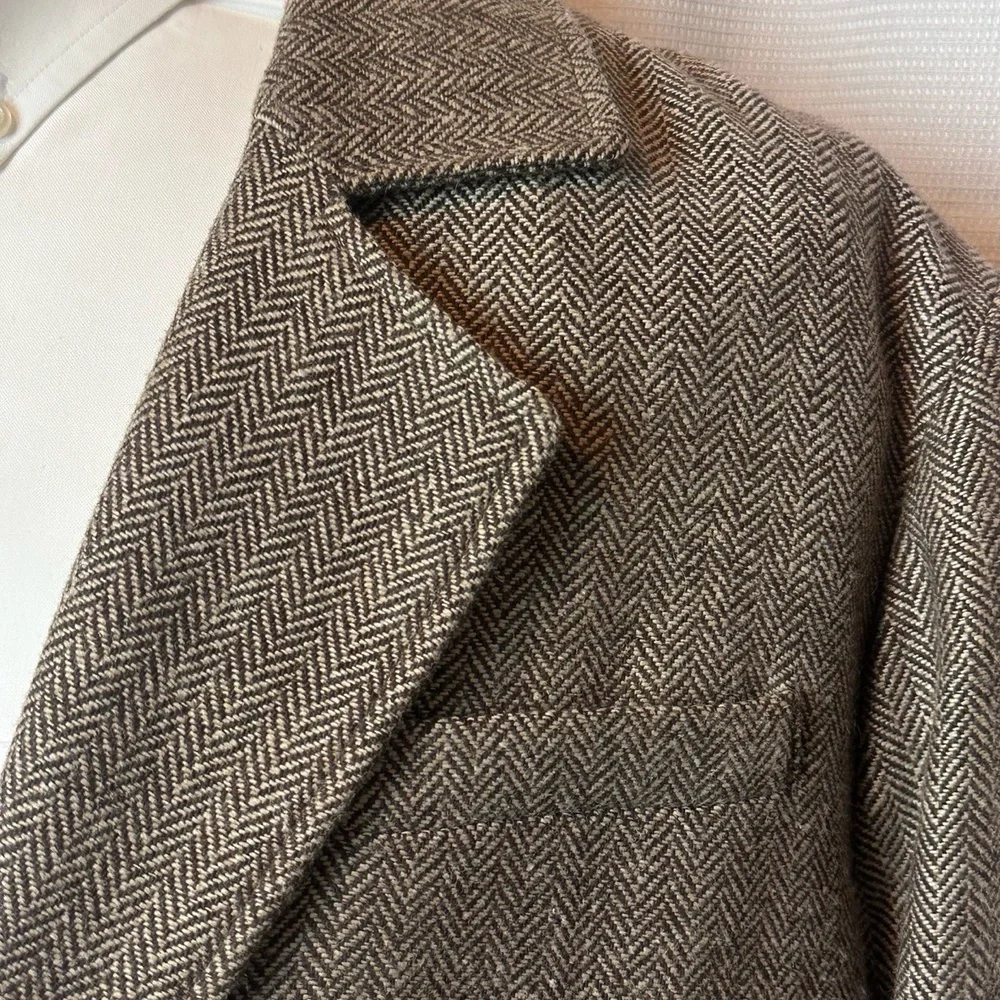 Men’s Fossil XL‎ Brown Two-Button Herringbone Sport Coat Blazer Jacket